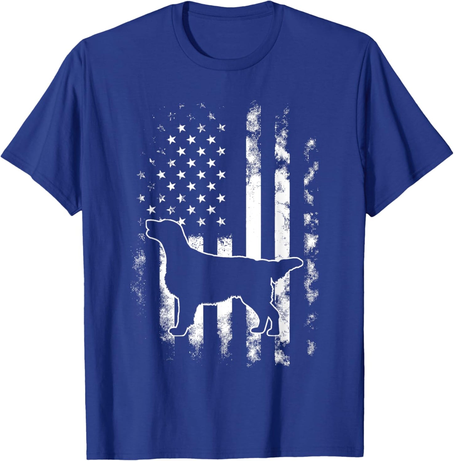 American US Flag Flat Coat Retriever T-Shirt - T-Shirt | Royal