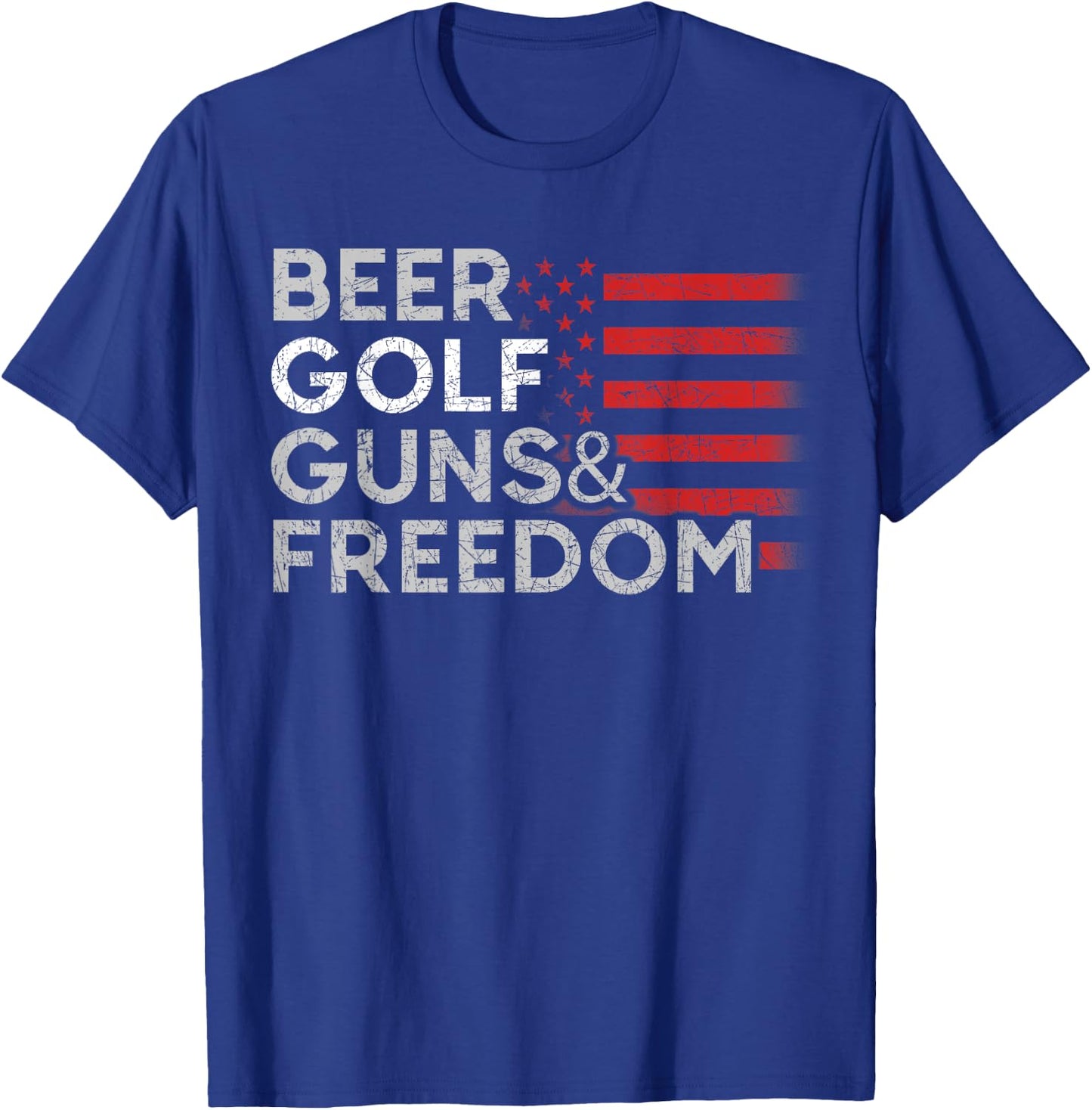 Drunk Golfer Beer Golf Guns Freedom USA Flag Golf Women Men T-Shirt - T-Shirt | Royal