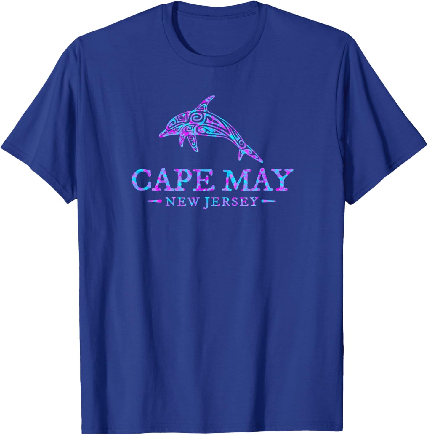 Cape May New Jersey Colorful Dolphin Girls Boys Souvenir T-Shirt - T-Shirt | Royal