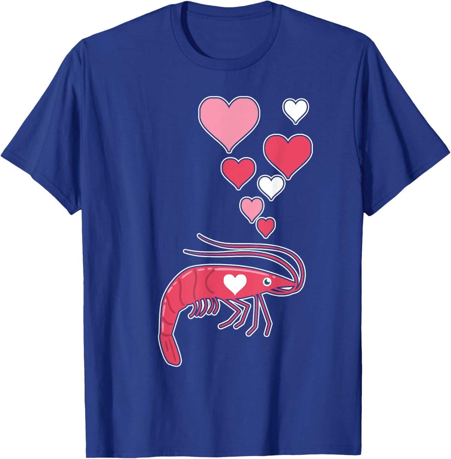 Cute Shrimp with Hearts - I Love Shrimp T-Shirt - T-Shirt | Royal