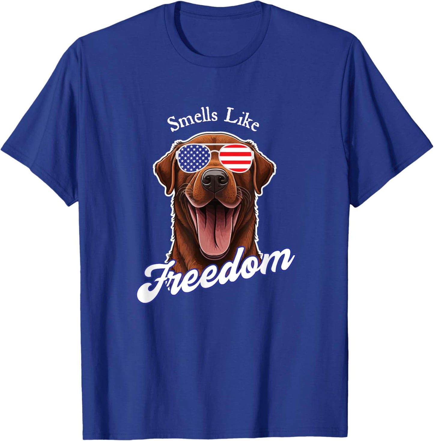Chocolate Lab American Flag Patriotic 4th of July Vintage Women Men T-Shirt - T-Shirt | Royal