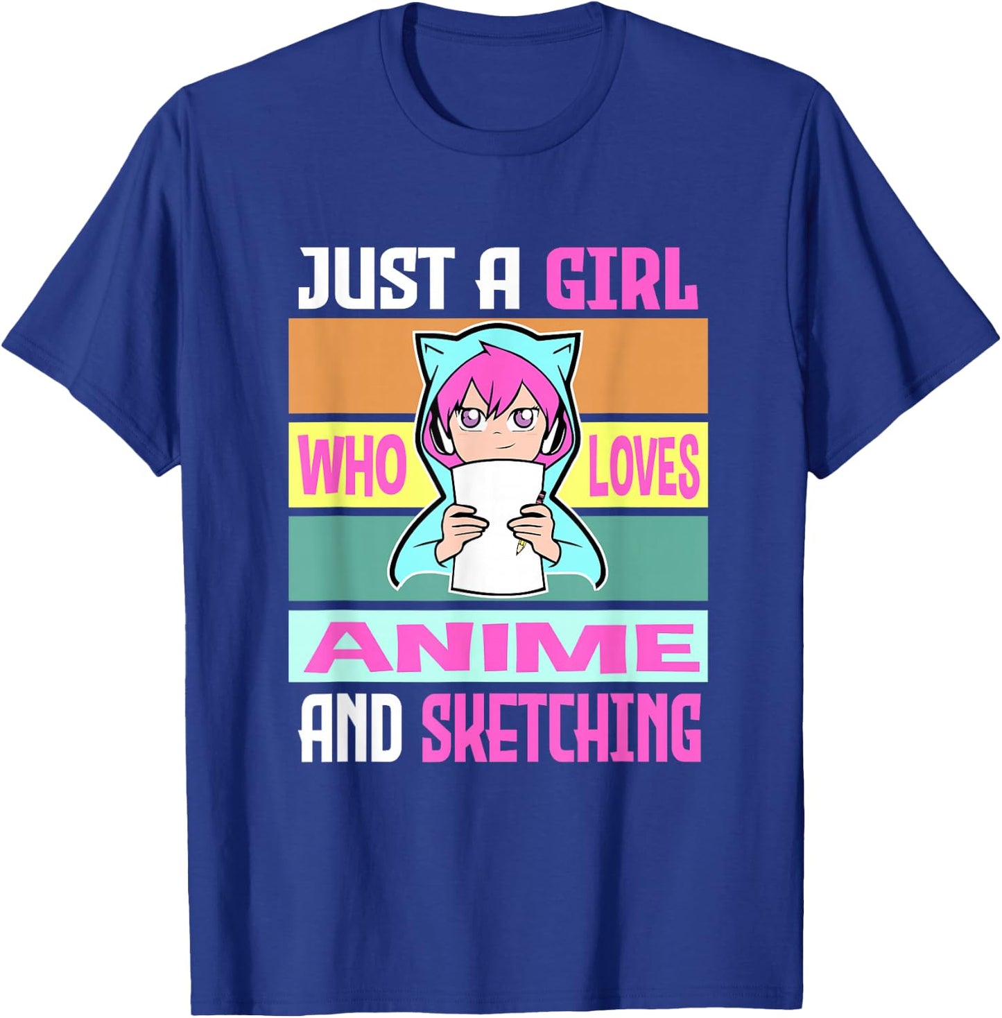 Girl Loves Anime and Sketching Anime Merch Anime Lover Gifts T-Shirt - T-Shirt | Royal