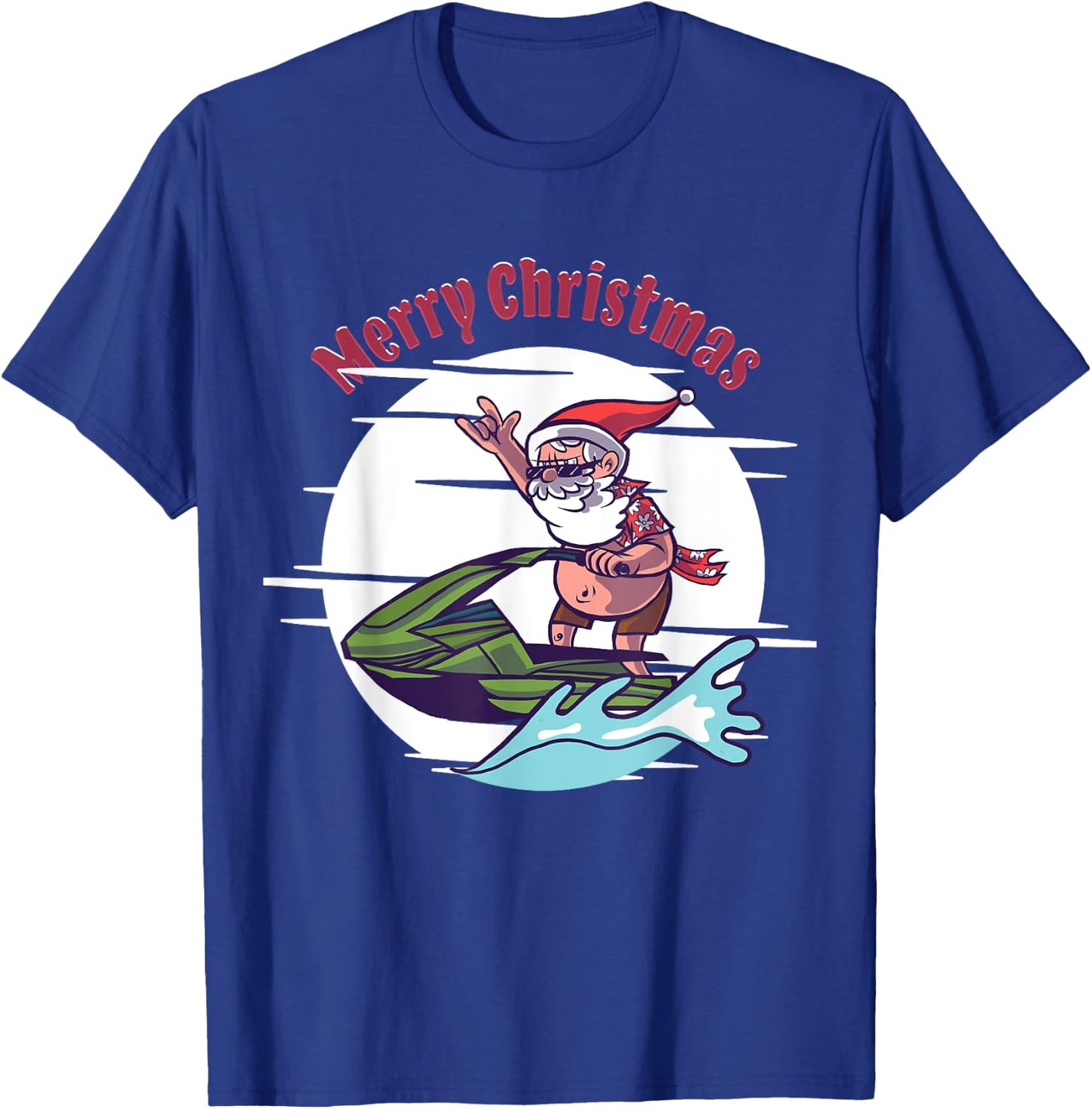 Merry Christmas Santa Jet Ski Watersports T-Shirt - T-Shirt | Royal
