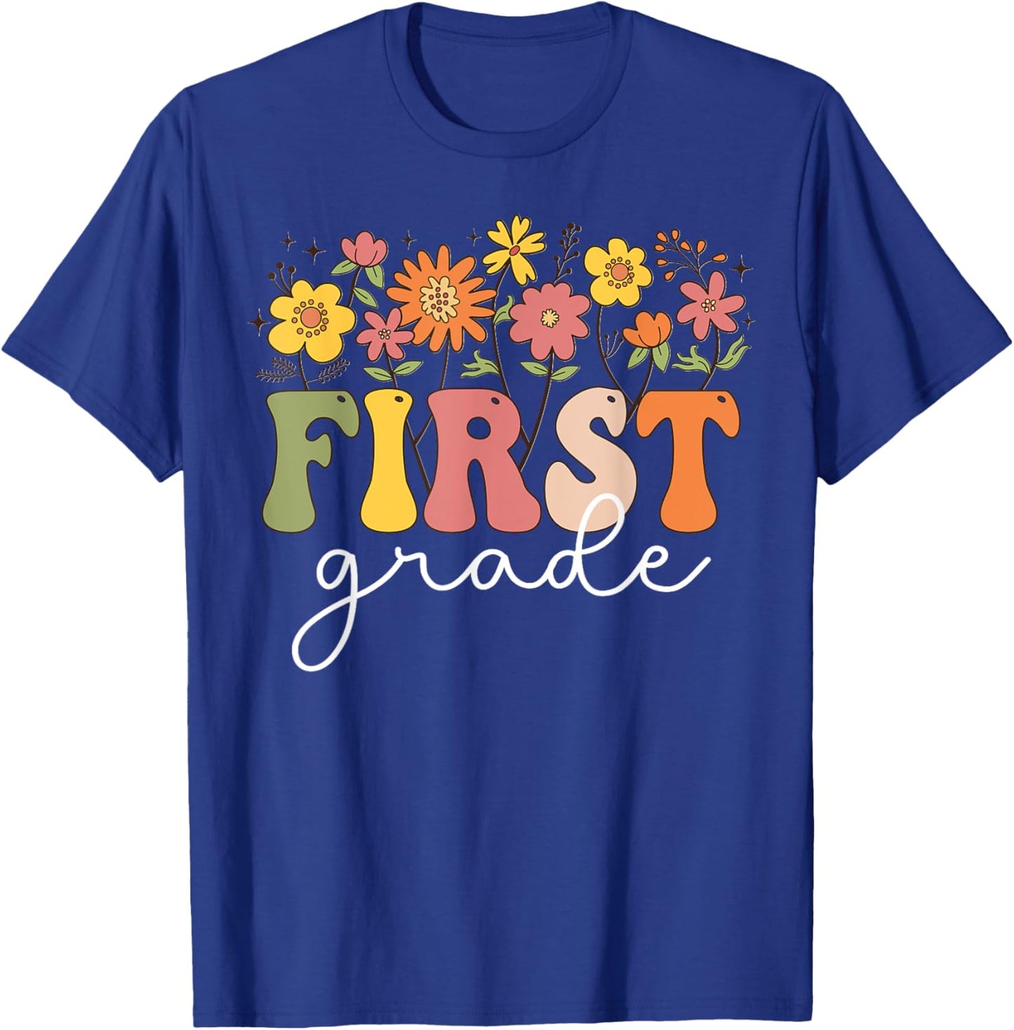 First Grade Teacher 1st Grade Wildflower Back To School T-Shirt - T-Shirt | Royal