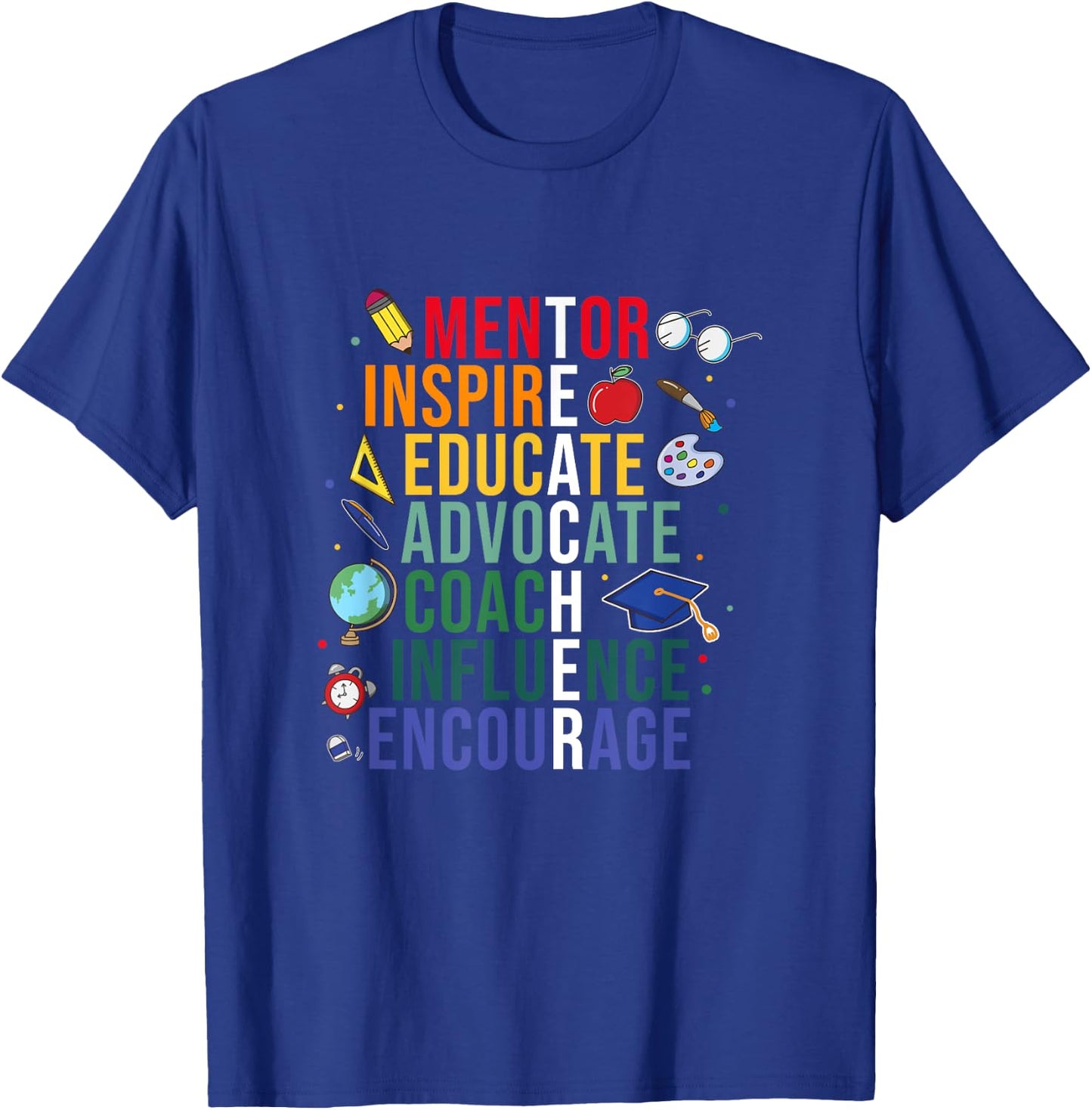 Mentor Inspire Educate Inspired Teacher Life Back To School T-Shirt - T-Shirt | Royal