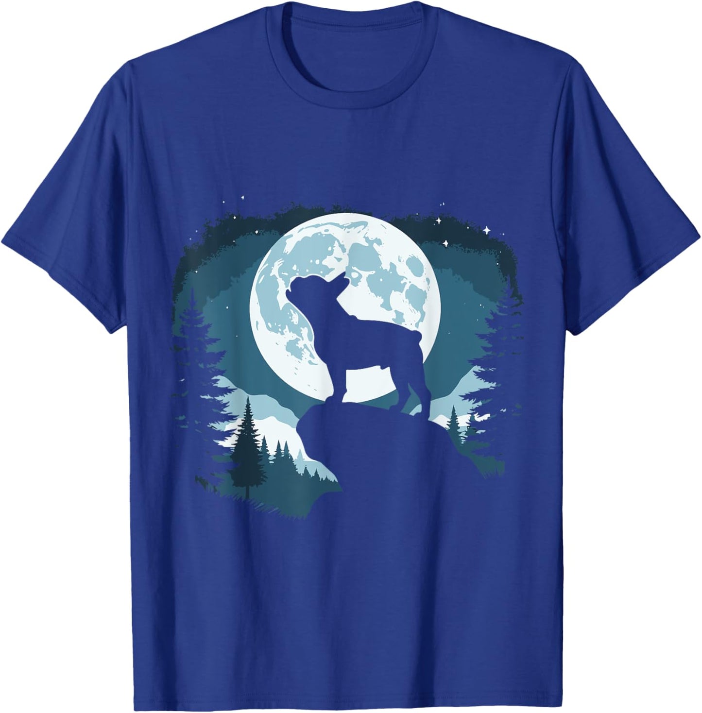 Funny Dog Howling At The Moon French Bulldog T-Shirt - T-Shirt | Royal