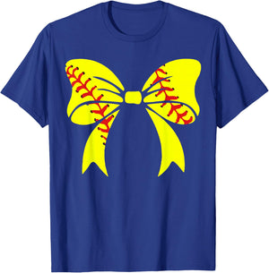 Softball Bow, Softball Player , mom, Girl T-Shirt - T-Shirt | Royal