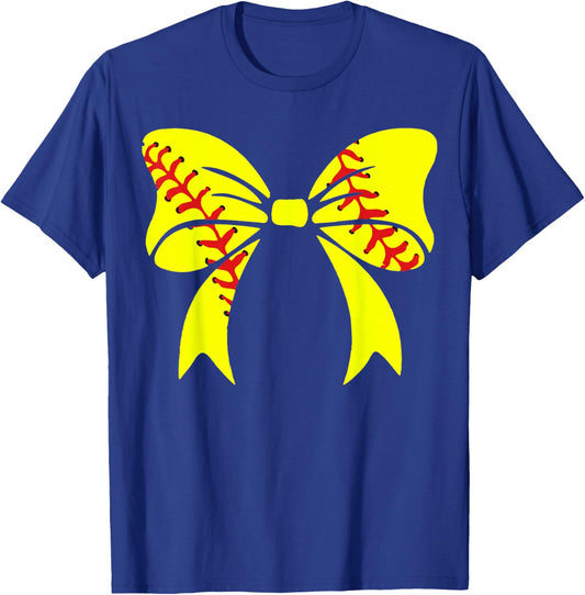 Softball Bow, Softball Player , mom, Girl T-Shirt - T-Shirt | Royal