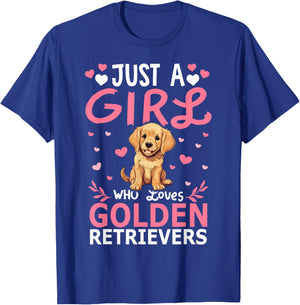 Dog Girls Women Just A Girl Who Loves Golden Retriever T-Shirt - T-Shirt | Royal