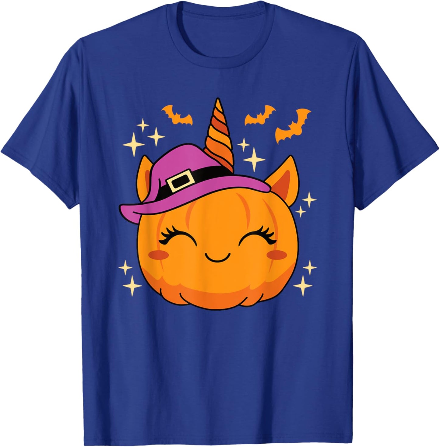 Cute Halloween Unicorn Pumpkin Women Girls Kids T-Shirt - T-Shirt | Royal