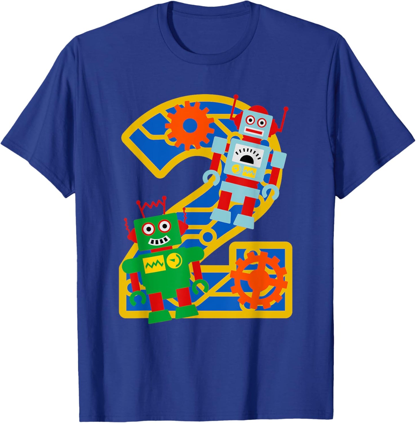 2nd Birthday Boy 2 Year Old Little Robot Robotics Engineer T-Shirt - T-Shirt | Royal