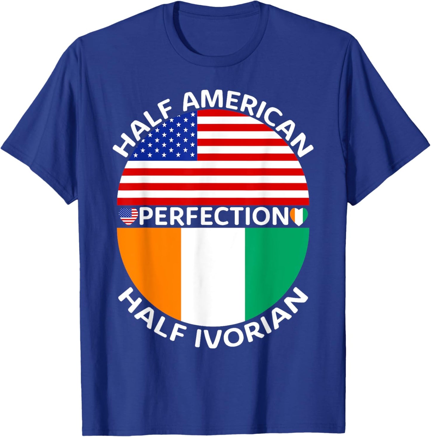 Half American Half Ivorian Ivory Coast Flag Root Men Women T-Shirt - T-Shirt | Royal