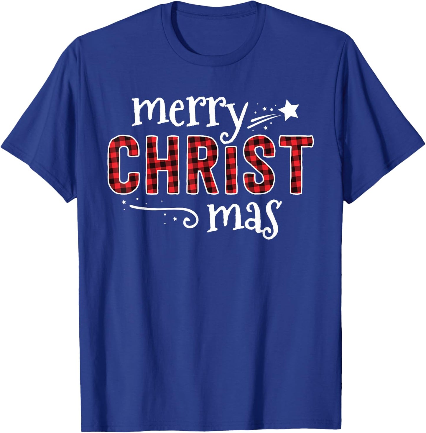 Buffalo Plaid Merry Christ Mas Shirt Christmas Christian T-Shirt - T-Shirt | Royal