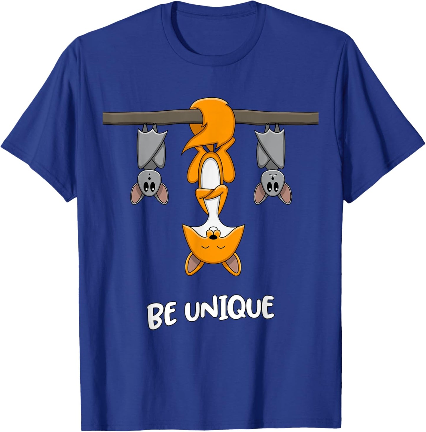 Fox Bat Animal Quote Be Unique Motivational T-Shirt - T-Shirt | Royal