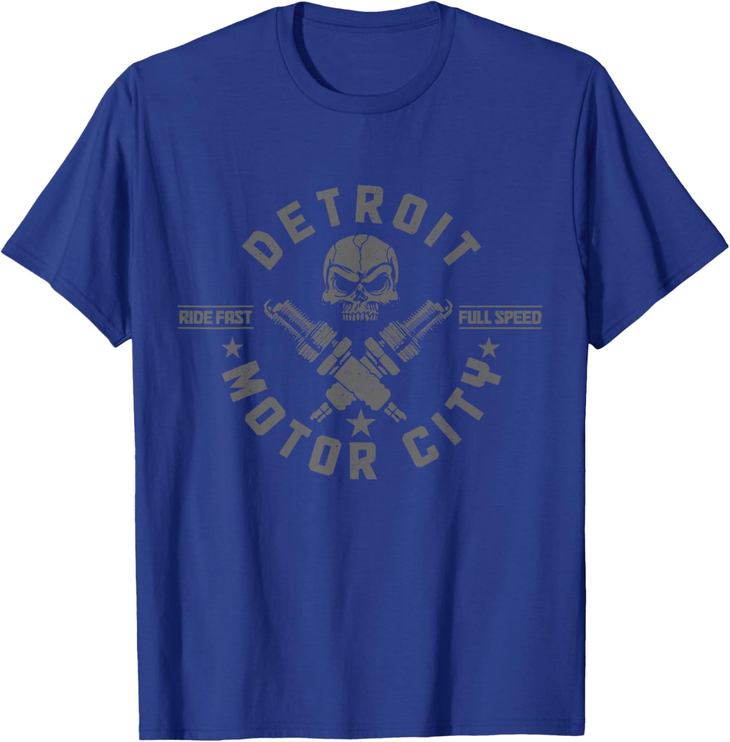 Detroit Michigan Motor City Vintage Biker T-Shirt - T-Shirt | Royal
