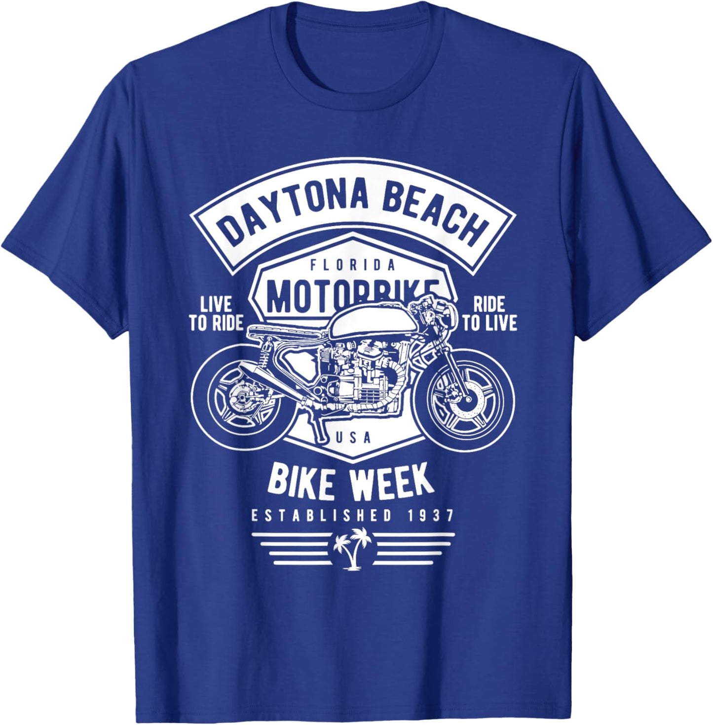 Daytona Beach Bike Week Retro Motorcycle Design T-Shirt - T-Shirt | Royal