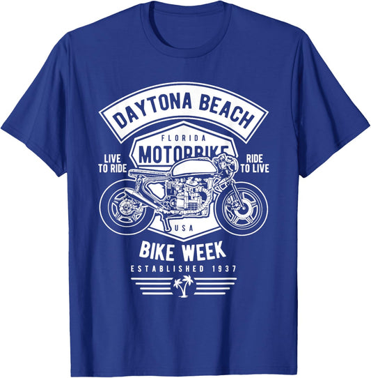 Daytona Beach Bike Week Retro Motorcycle Design T-Shirt - T-Shirt | Royal