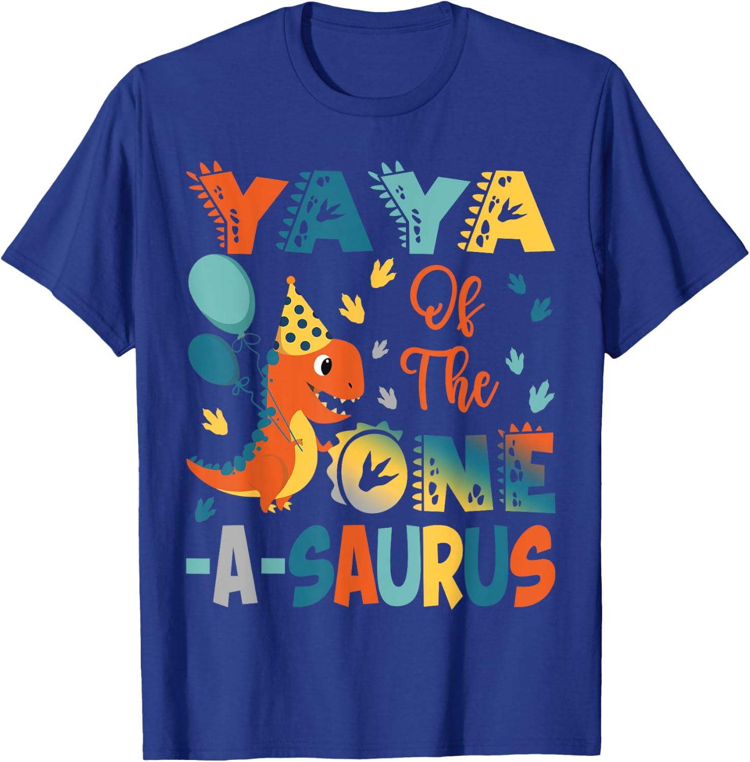 Yaya Of The One-A-Saurus 2Nd Birthday Dinosaur Party T-Shirt - T-Shirt | Royal
