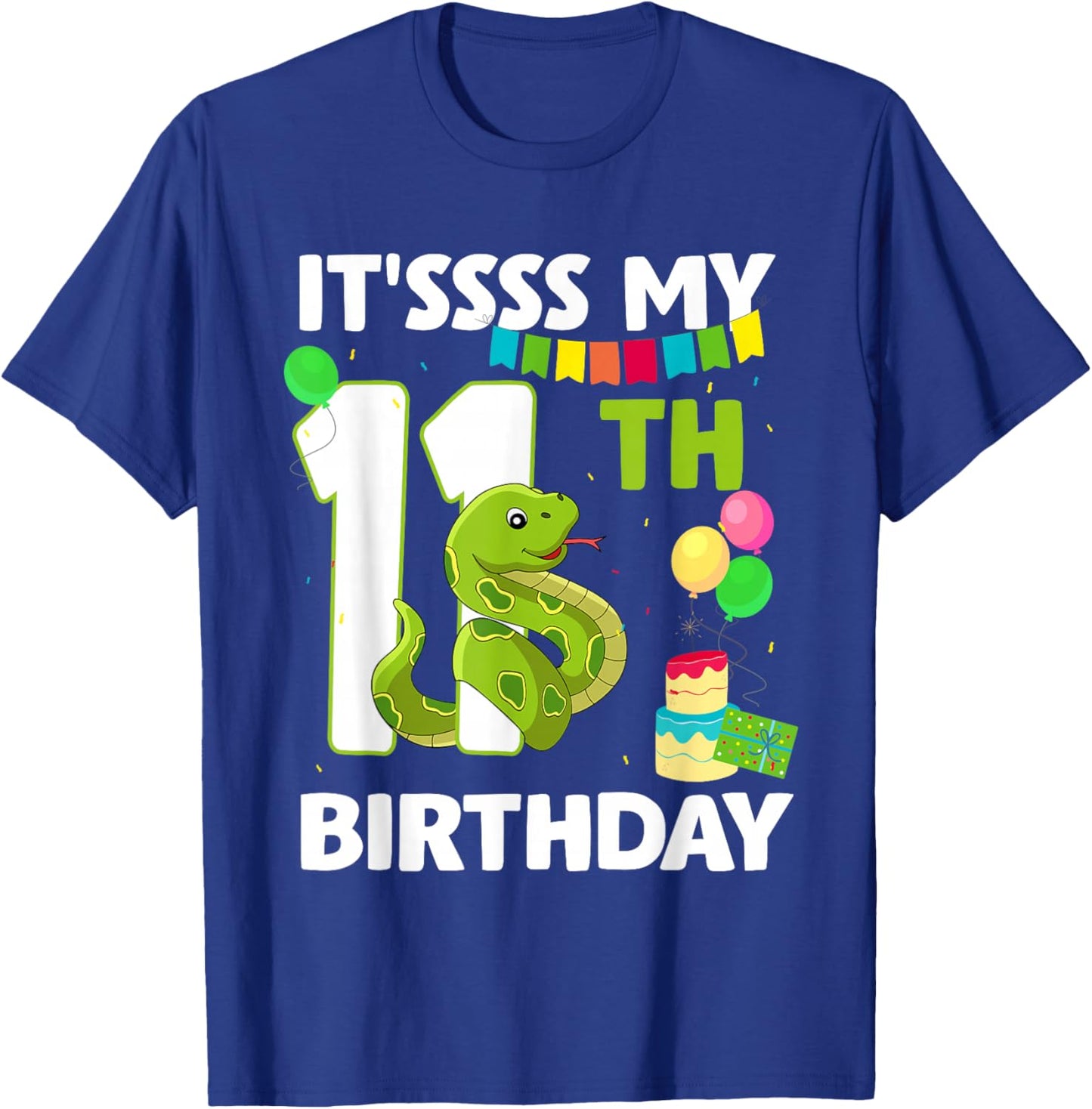 11th Birthday Snake Party 11 Year Old Snake Lover Birthday T-Shirt - T-Shirt | Royal