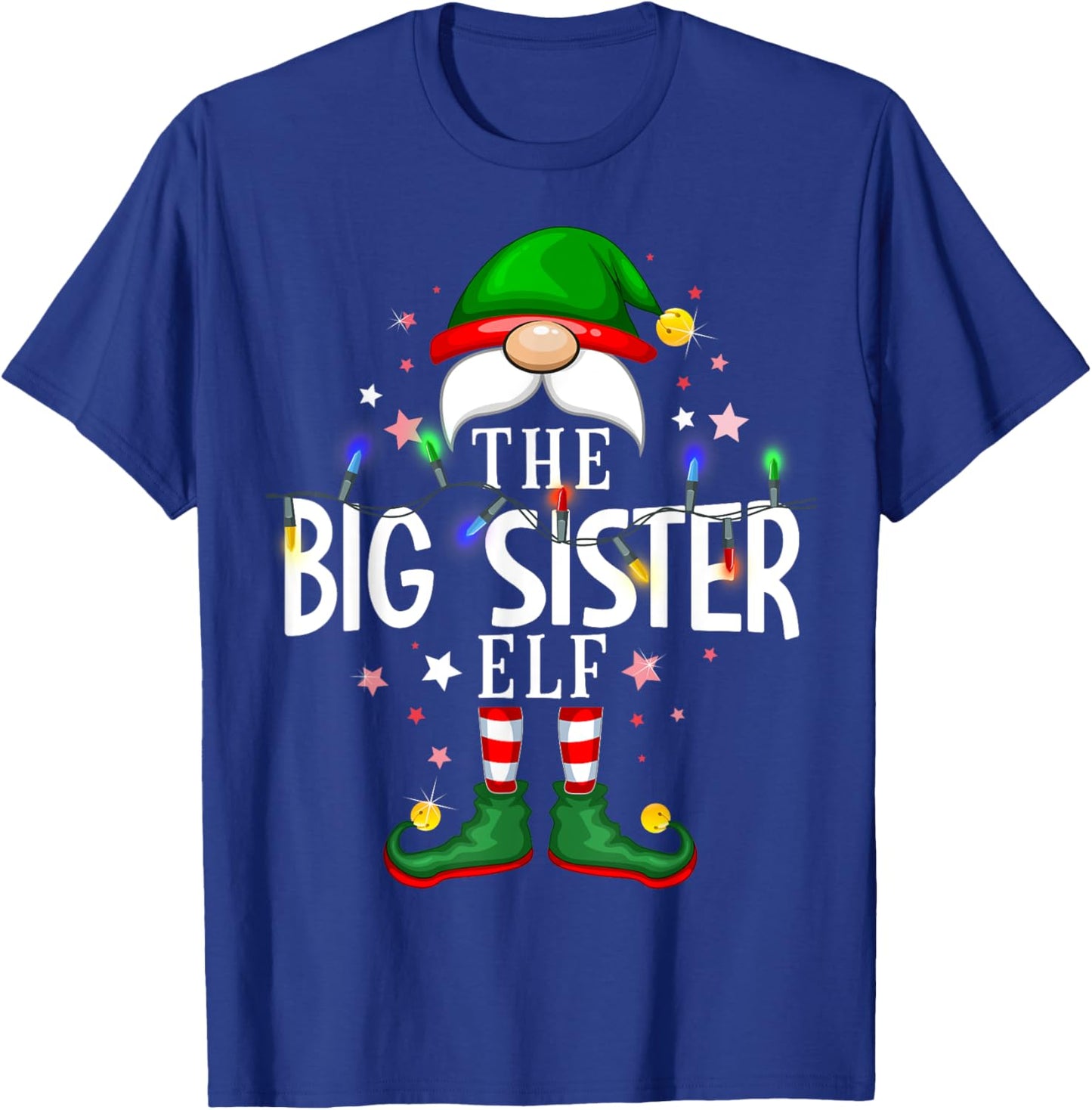 The Big Sister Elf Christmas Family Pajama Party T-Shirt - T-Shirt | Royal