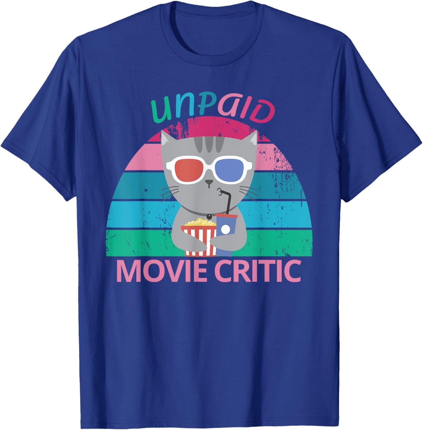 Unpaid Movie Critic moviegoer Film Cinema retro cat Women T-Shirt - T-Shirt | Royal