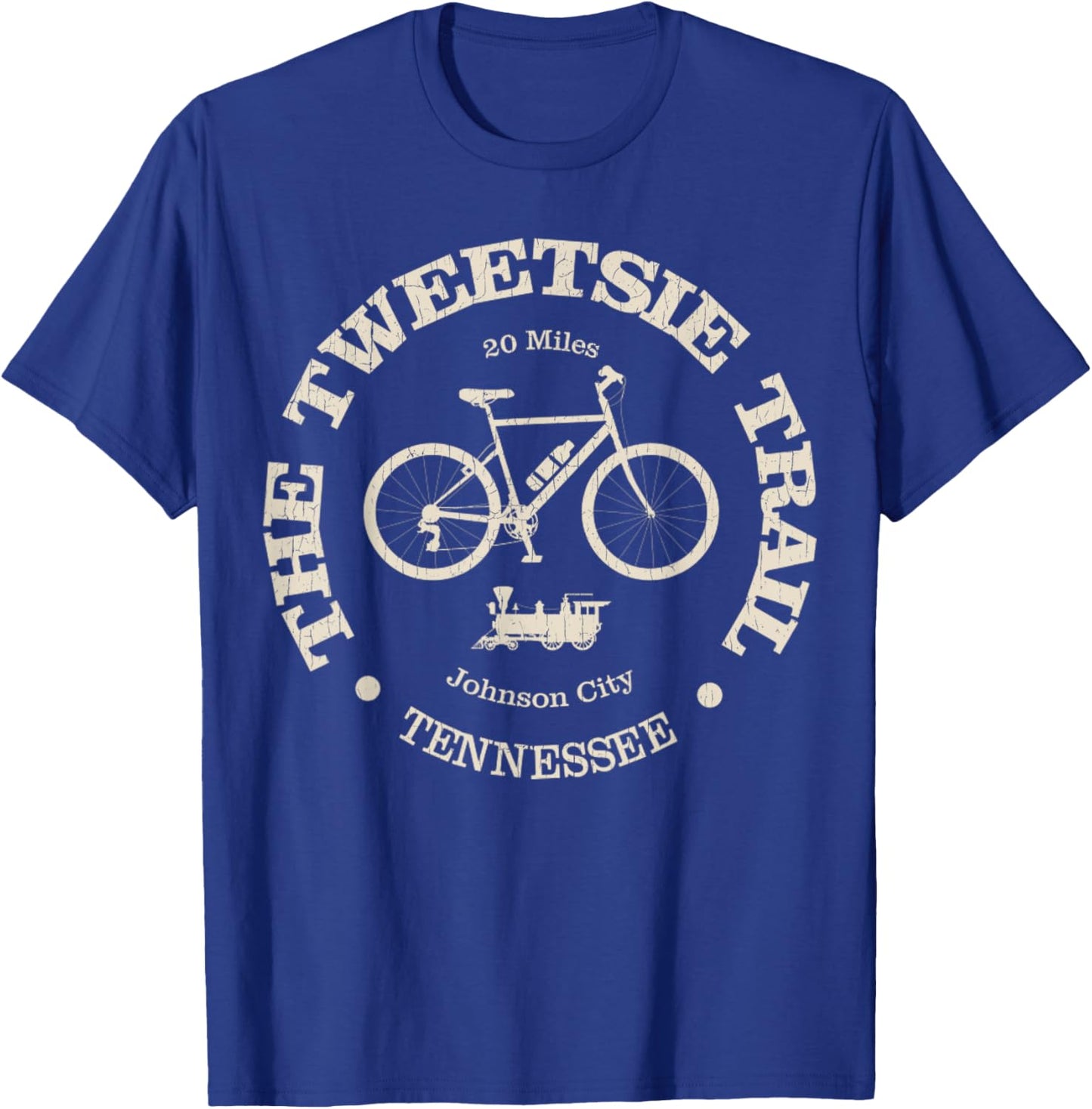 Vintage Tweetsie Trail Biking, Tennessee Bike Trail T-Shirt - T-Shirt | Royal