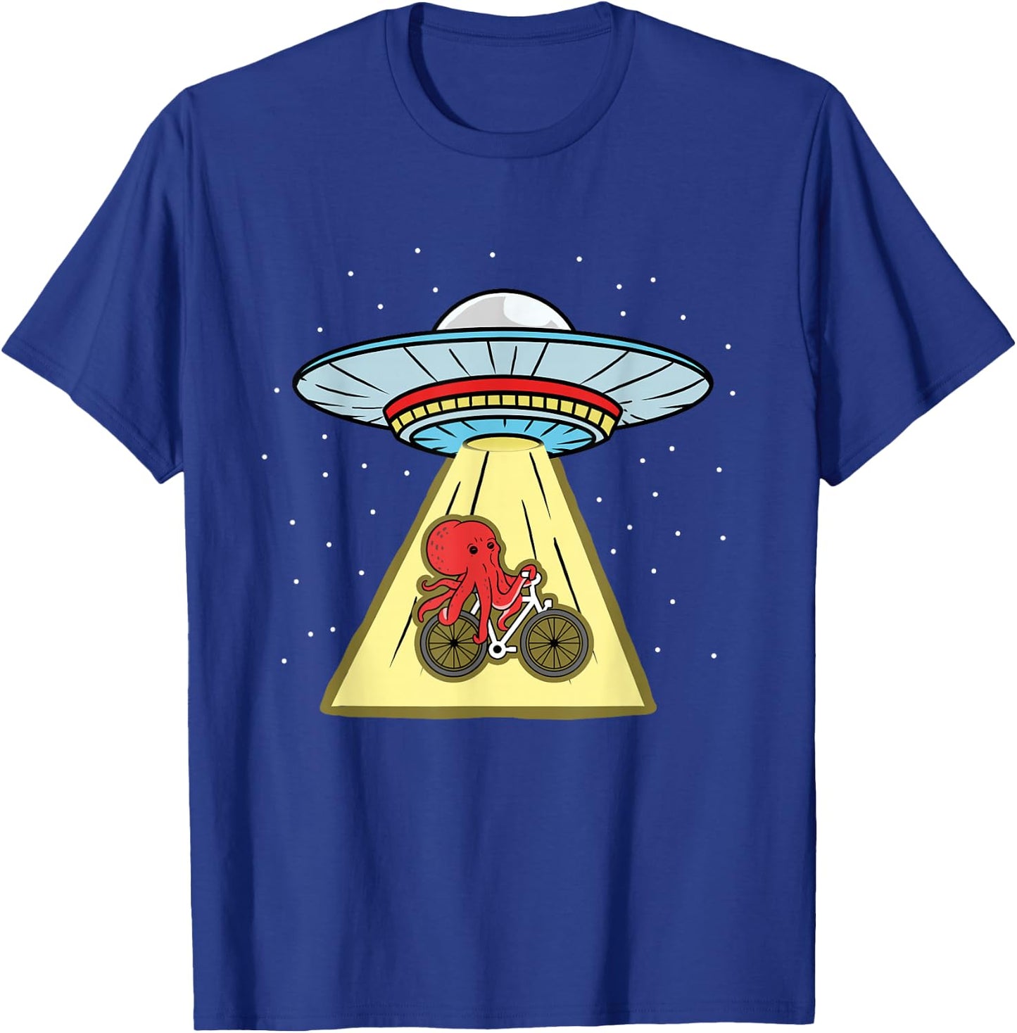 Octopus Riding Bike Ufo Abduction T-Shirt - T-Shirt | Royal