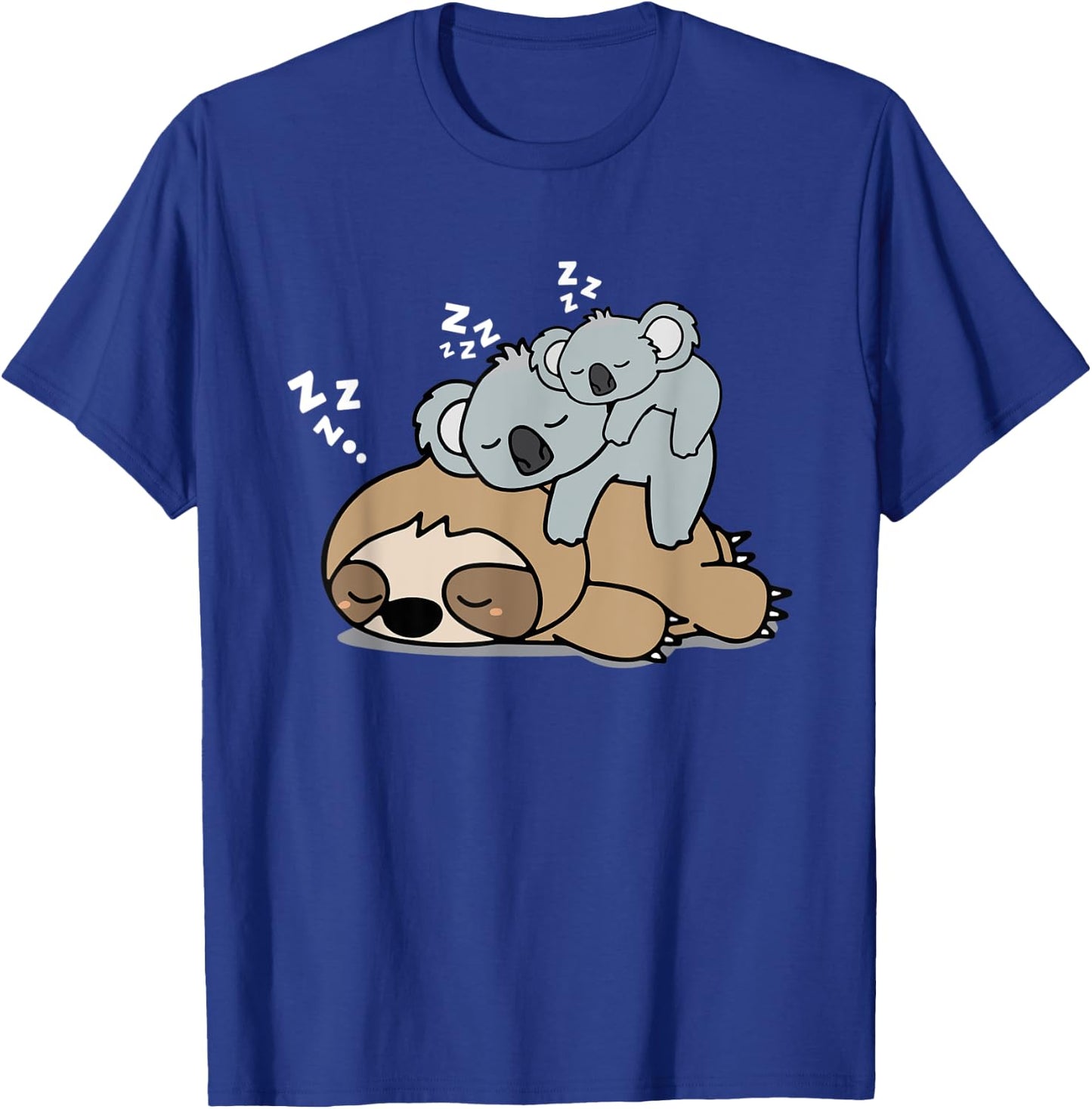 Cute Sleeping Lazy Sloth With Baby Koala Mama Bear Nap T-Shirt - T-Shirt | Royal