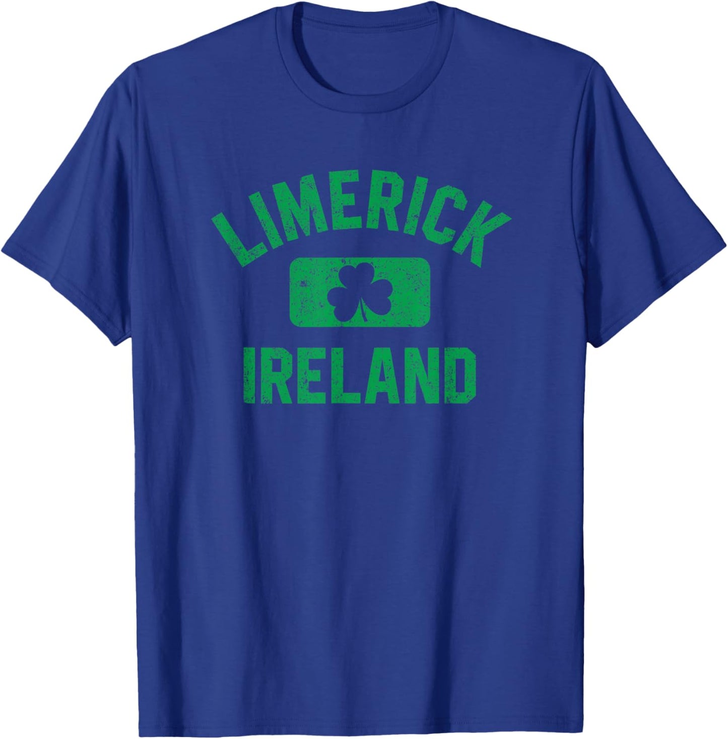 Limerick Ireland Gym Style Distressed Green Print T-Shirt - T-Shirt | Royal