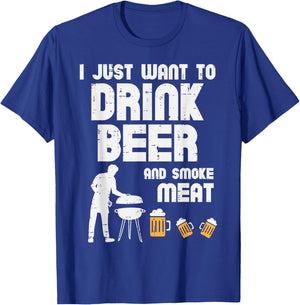 I Just Want To Grill Meat Funny Bbq Barbecue Grill Dad Men T-Shirt - T-Shirt | Royal