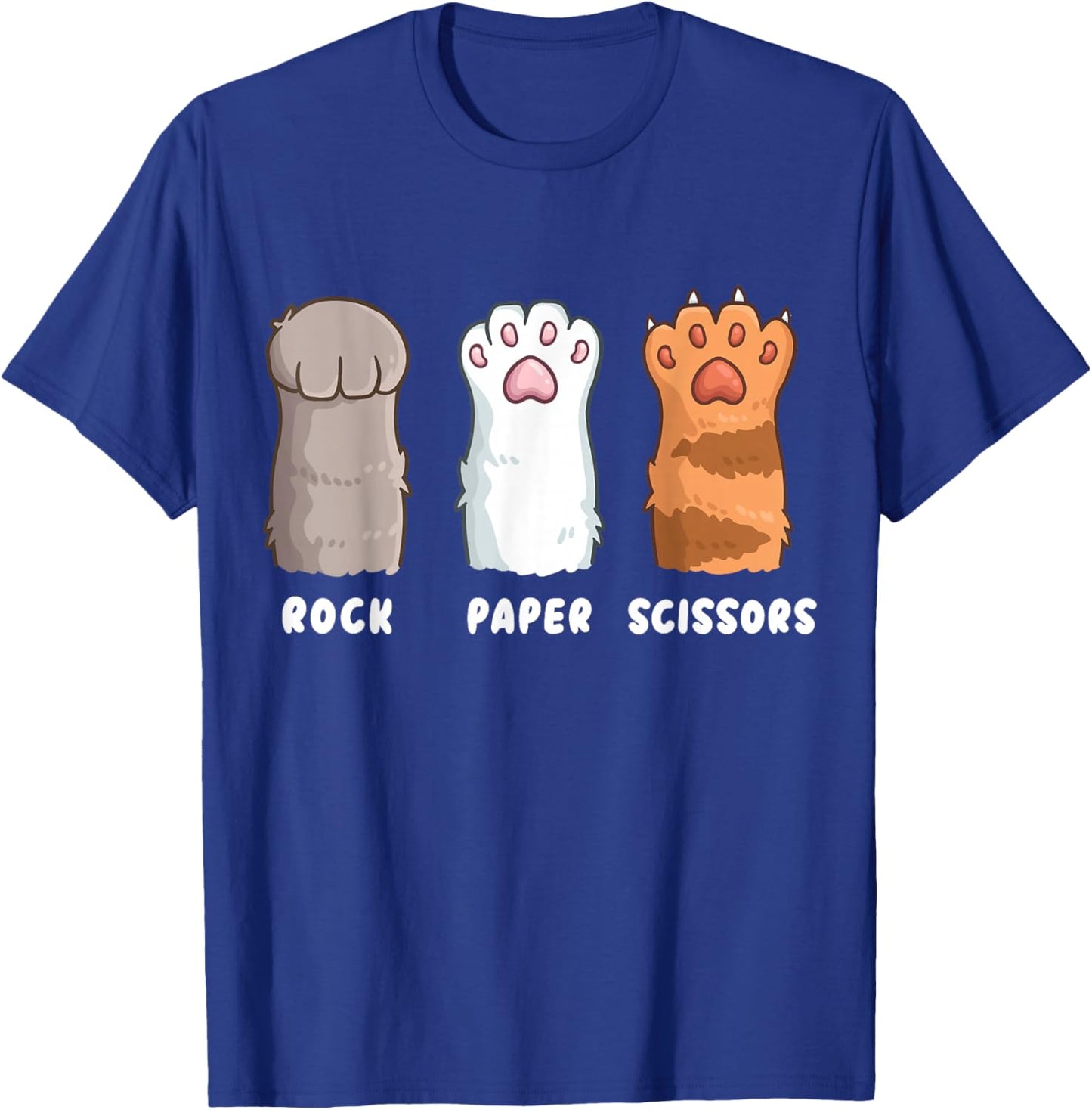 Cat Lover Cat Owner Funny Cat Rock Paper Scissors T-Shirt - T-Shirt | Royal