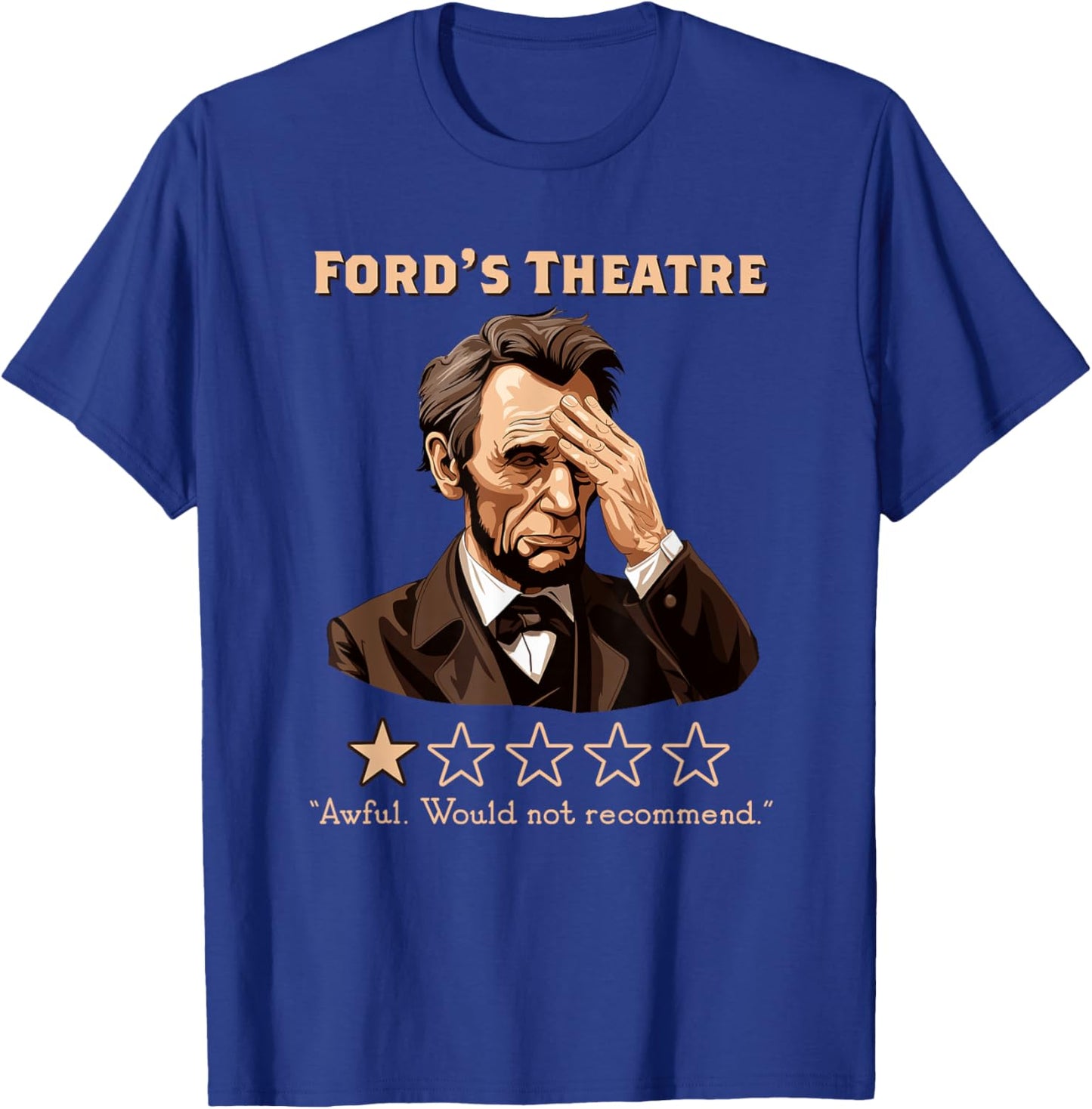 Presto Abraham Lincoln Ford Theater Funny , Men's Grey Classic Fit Short Sleeve , Small T-Shirt - T-Shirt | Royal