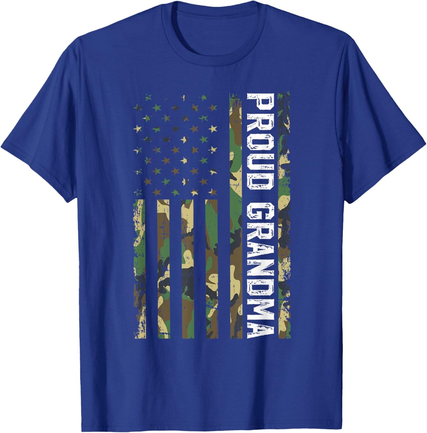Proud Grandma Of A Soldier Grandma Military Grandma US Flag T-Shirt - T-Shirt | Royal