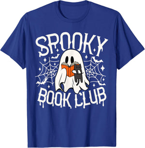 Spooky Book Club Cute Ghost Reading Book Halloween Costume T-Shirt - T-Shirt | Royal