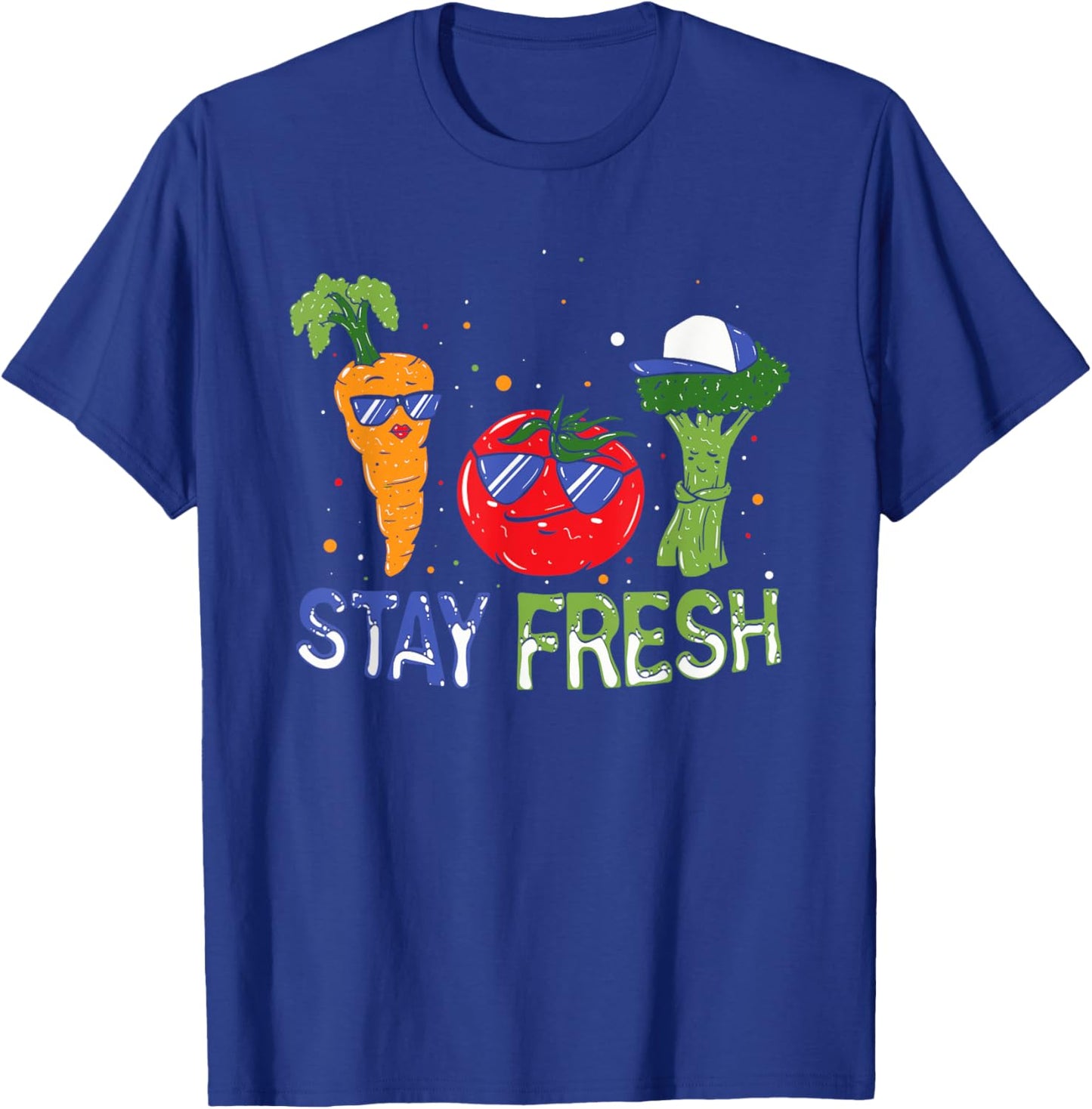 Veggie Squad Vegetables Stay Fresh with Funny Faces T-Shirt - T-Shirt | Royal