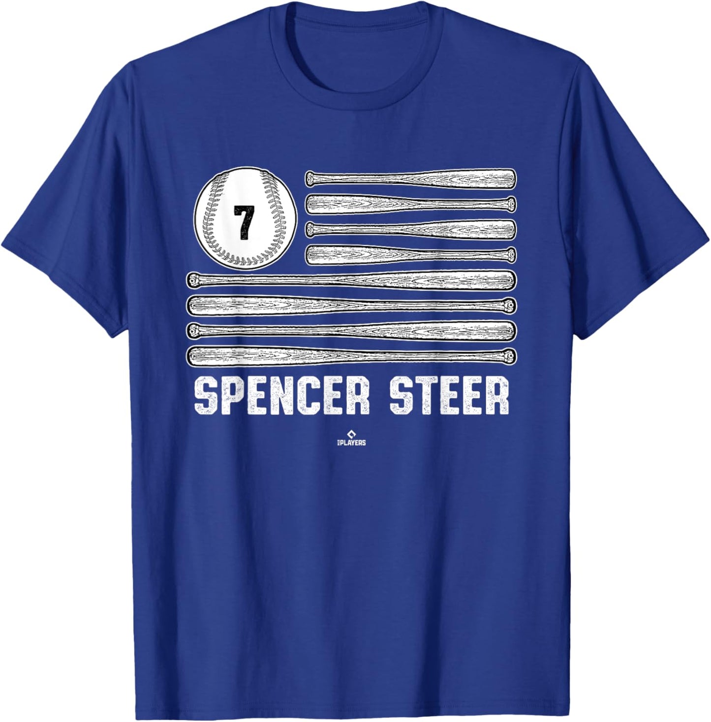Baseball American Flag Spencer Steer Cincinnati Baseball T-Shirt - T-Shirt | Royal