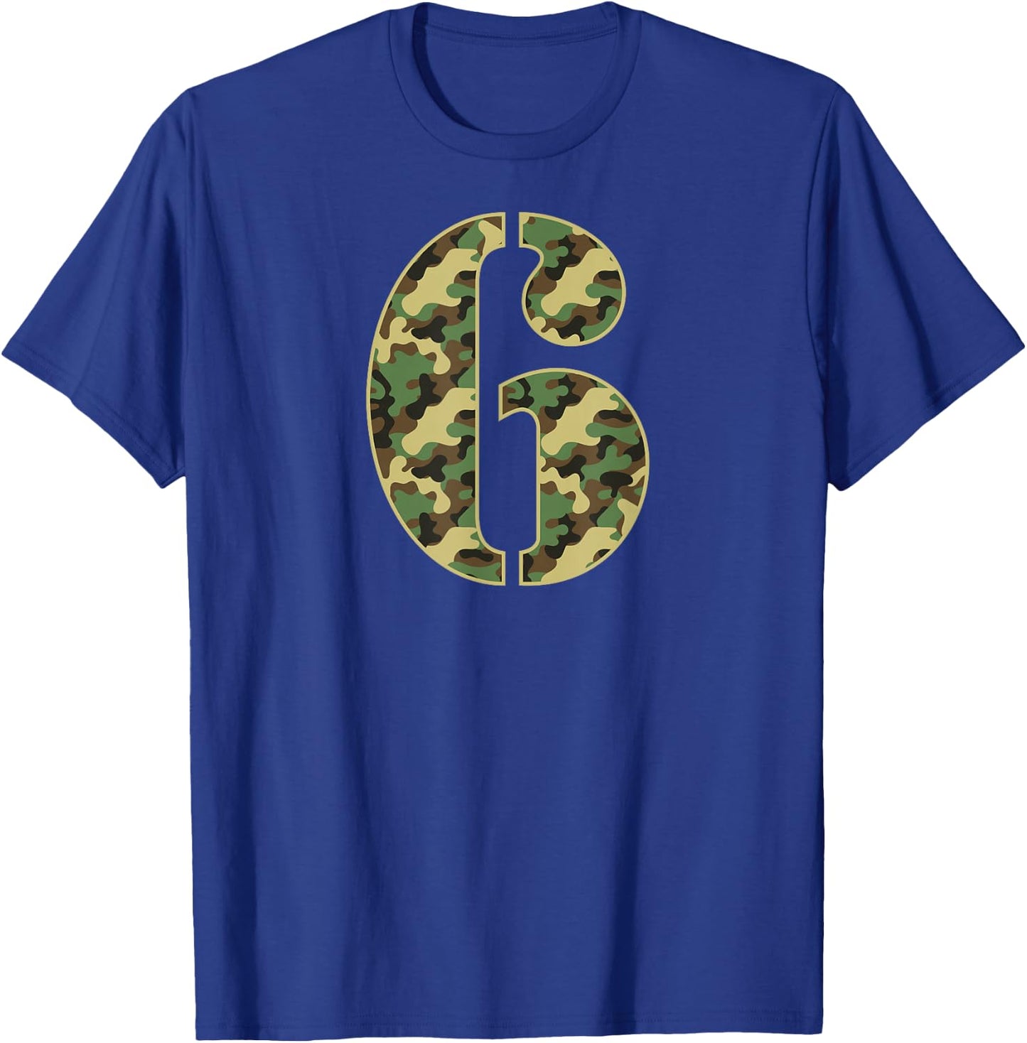 6th Birthday Soldier 6 Year Old Military Themed Camo T-Shirt - T-Shirt | Royal