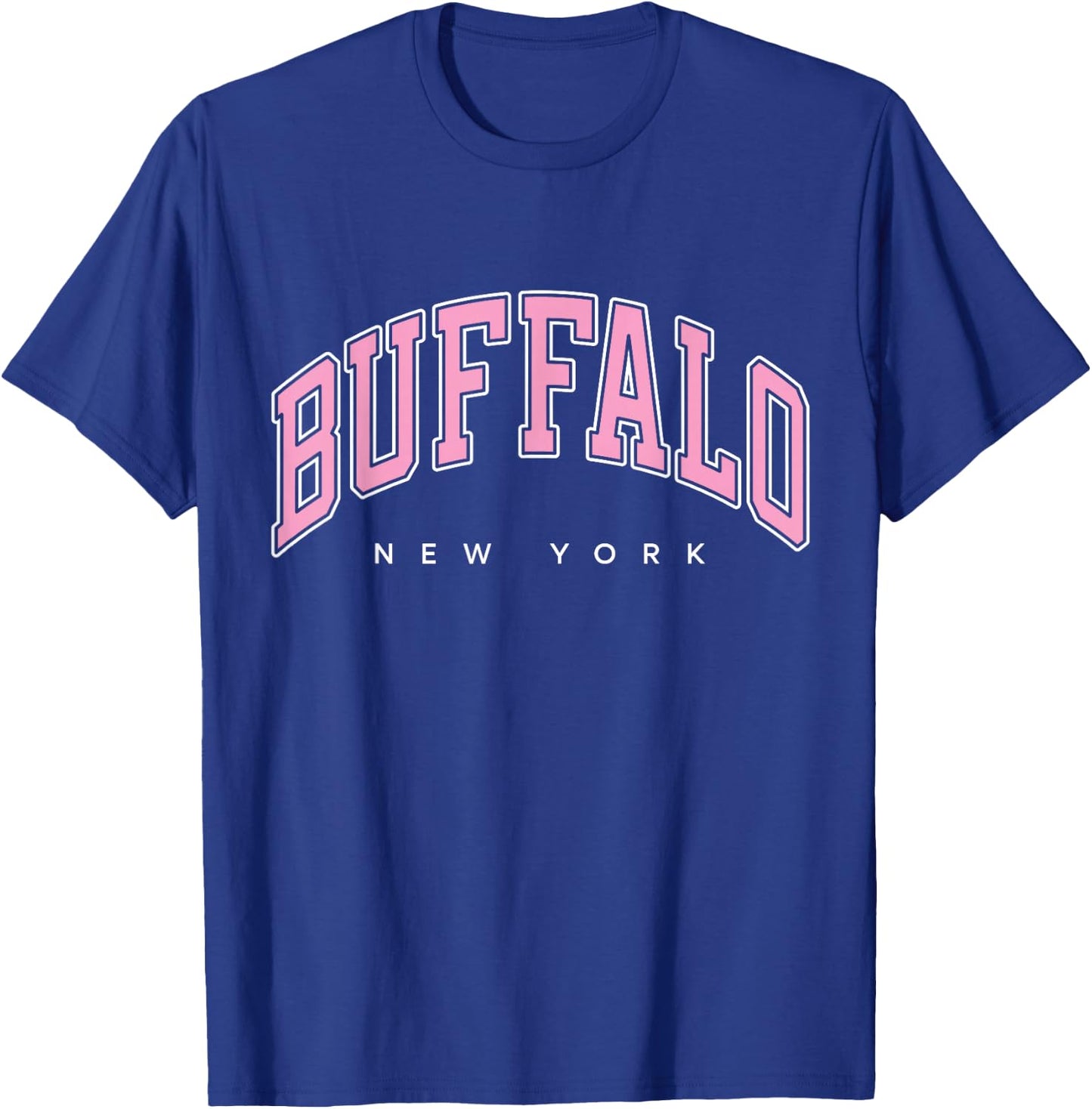 Buffalo New York NY Varsity Style Pink Text T-Shirt - T-Shirt | Royal