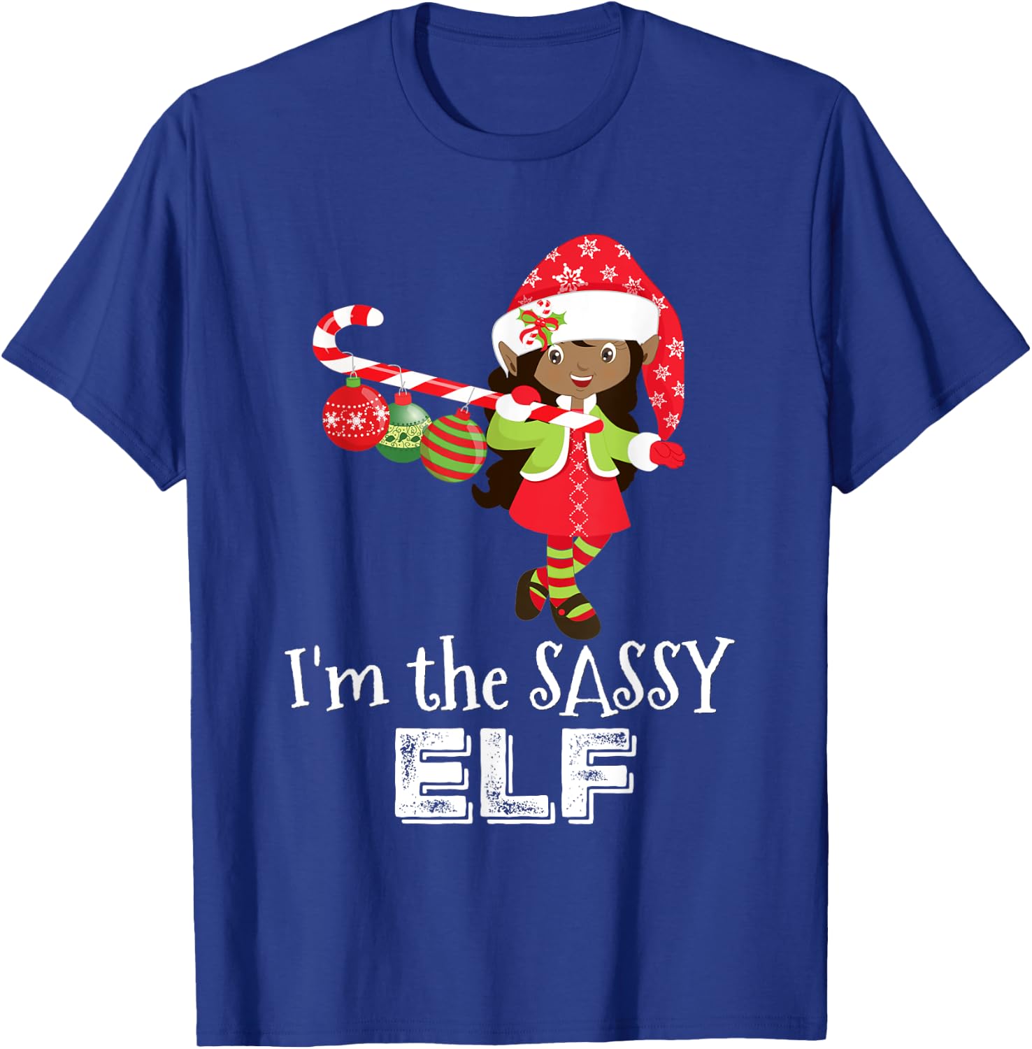 I'm the Sassy Elf African American Girls Christmas 5 T-Shirt - T-Shirt | Royal
