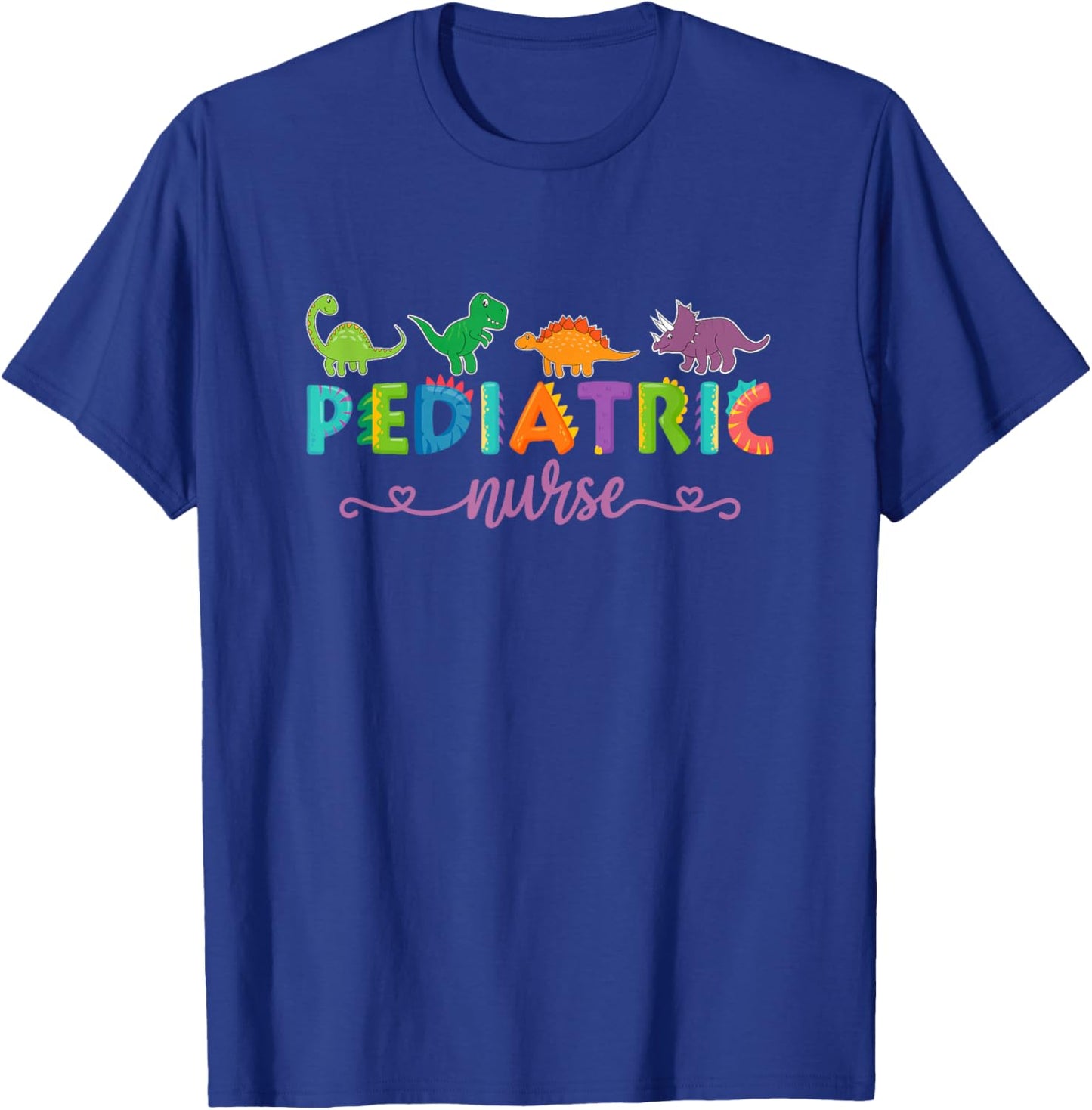 PICU Pediatric Nurse Dinosaurs Peds Nurse T-Shirt - T-Shirt | Royal