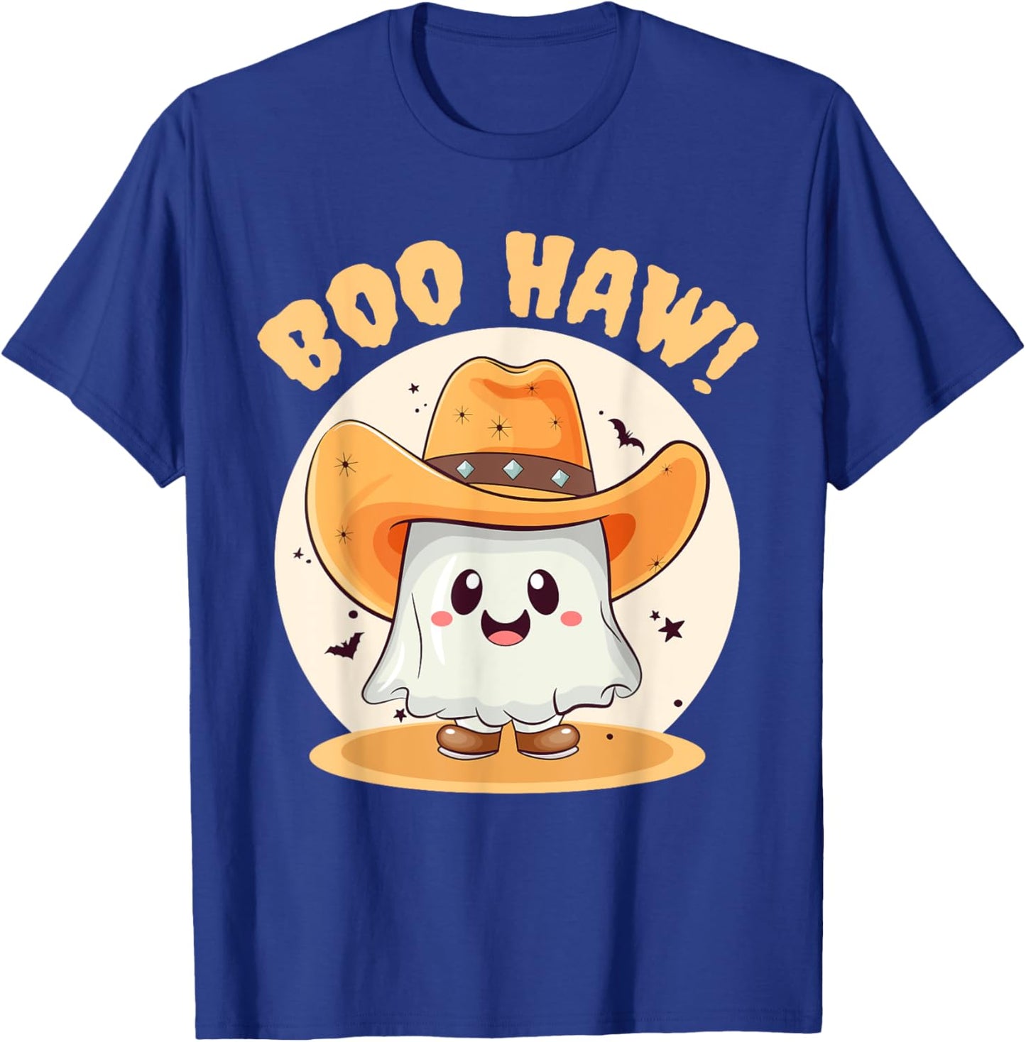 Boo Haw Funny Halloween Western Cowboy Ghost Men Women Kids T-Shirt - T-Shirt | Royal