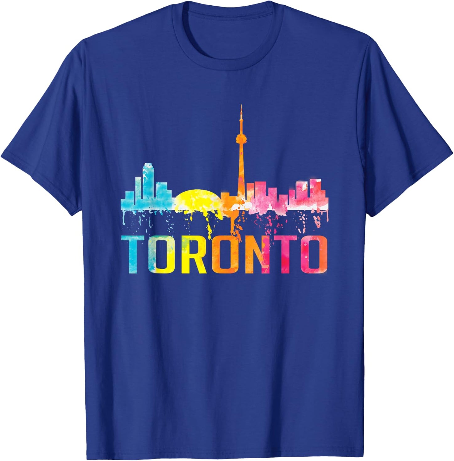 Toronto Canada Watercolor Skyline Home City Souvenir Art T-Shirt - T-Shirt | Royal