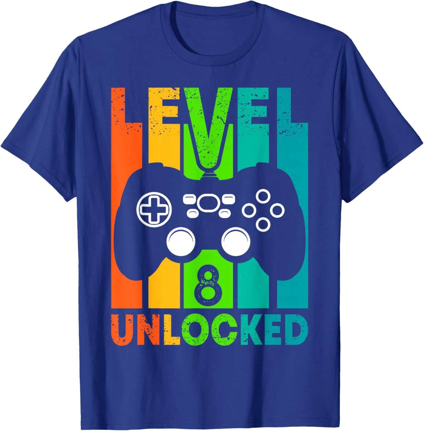 8th Birthday Gamer Boy or Gamer Girl - Level 8 Unlocked T-Shirt - T-Shirt | Royal
