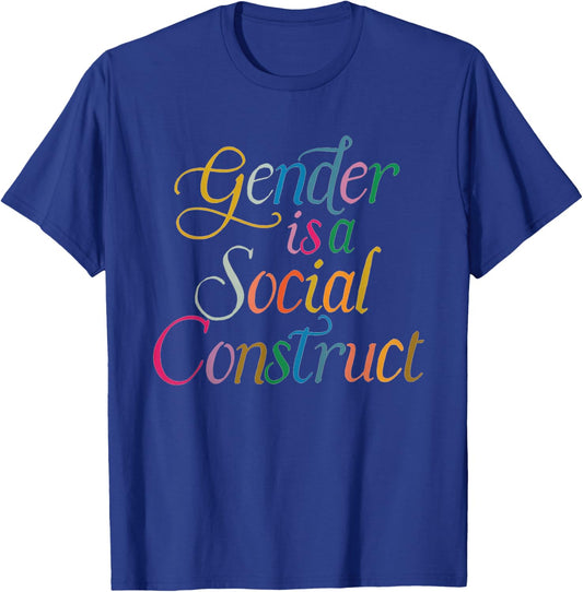 Gender Is A Social Construct Queer Non Binary Library Pride T-Shirt - T-Shirt | Royal