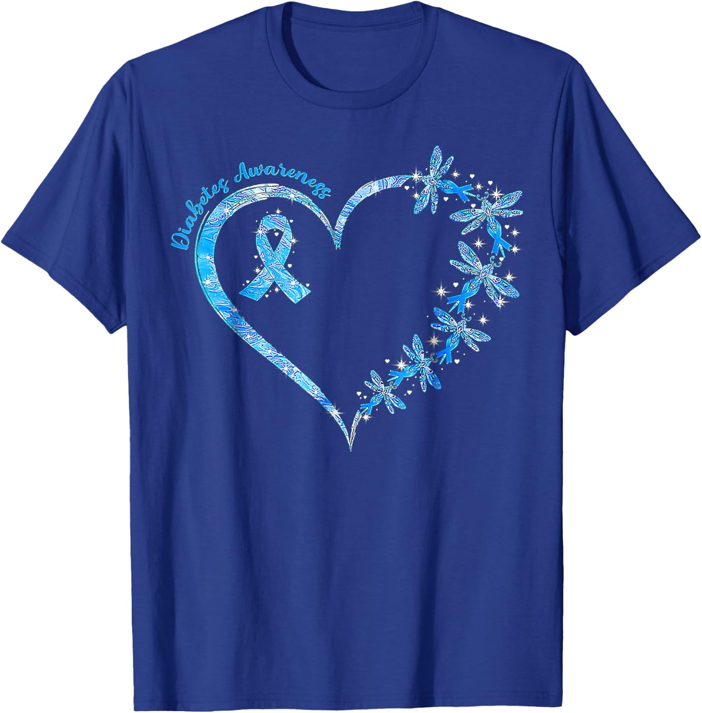 In November We Wear Blue Cure Diabetes Awareness Love Heart T-Shirt - T-Shirt | Royal