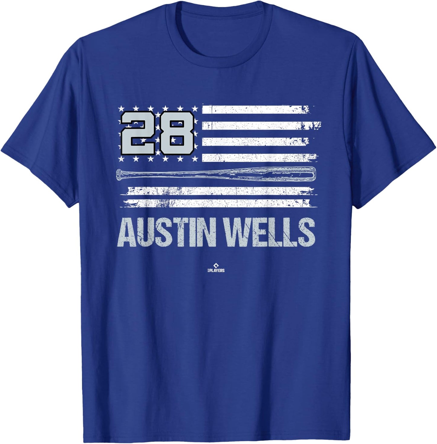 USA Flag Bat Austin Wells New York Baseball MLBPA T-Shirt - T-Shirt | Royal