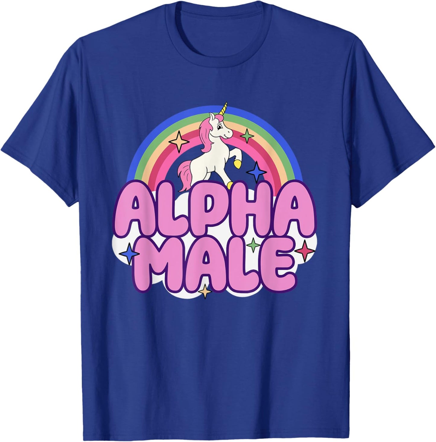 Alpha Male Unicorn Funny Sarcastic Ironic Weird Y2K Humor T-Shirt - T-Shirt | Royal