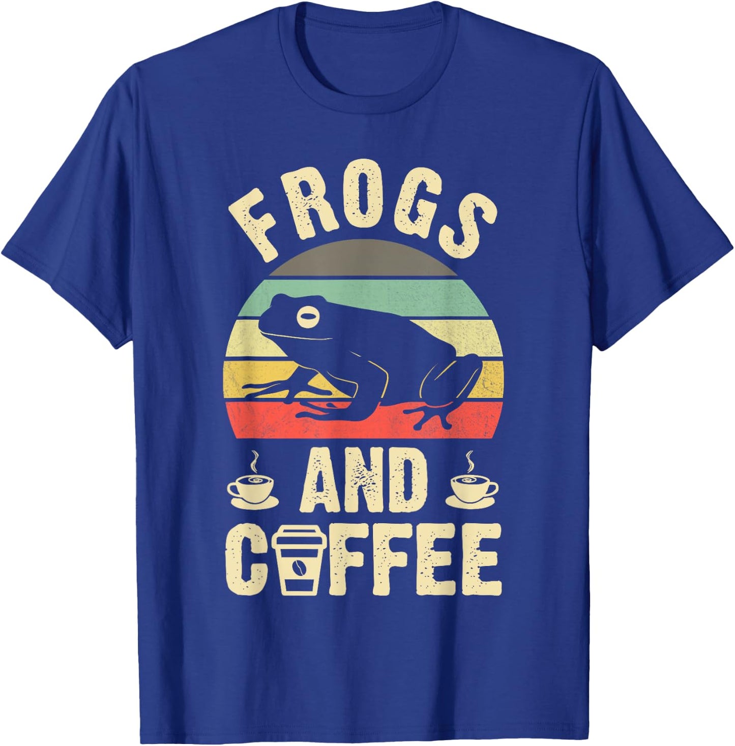 I like Frogs & Coffee Funny vintage Frog theme lover sea T-Shirt - T-Shirt | Royal