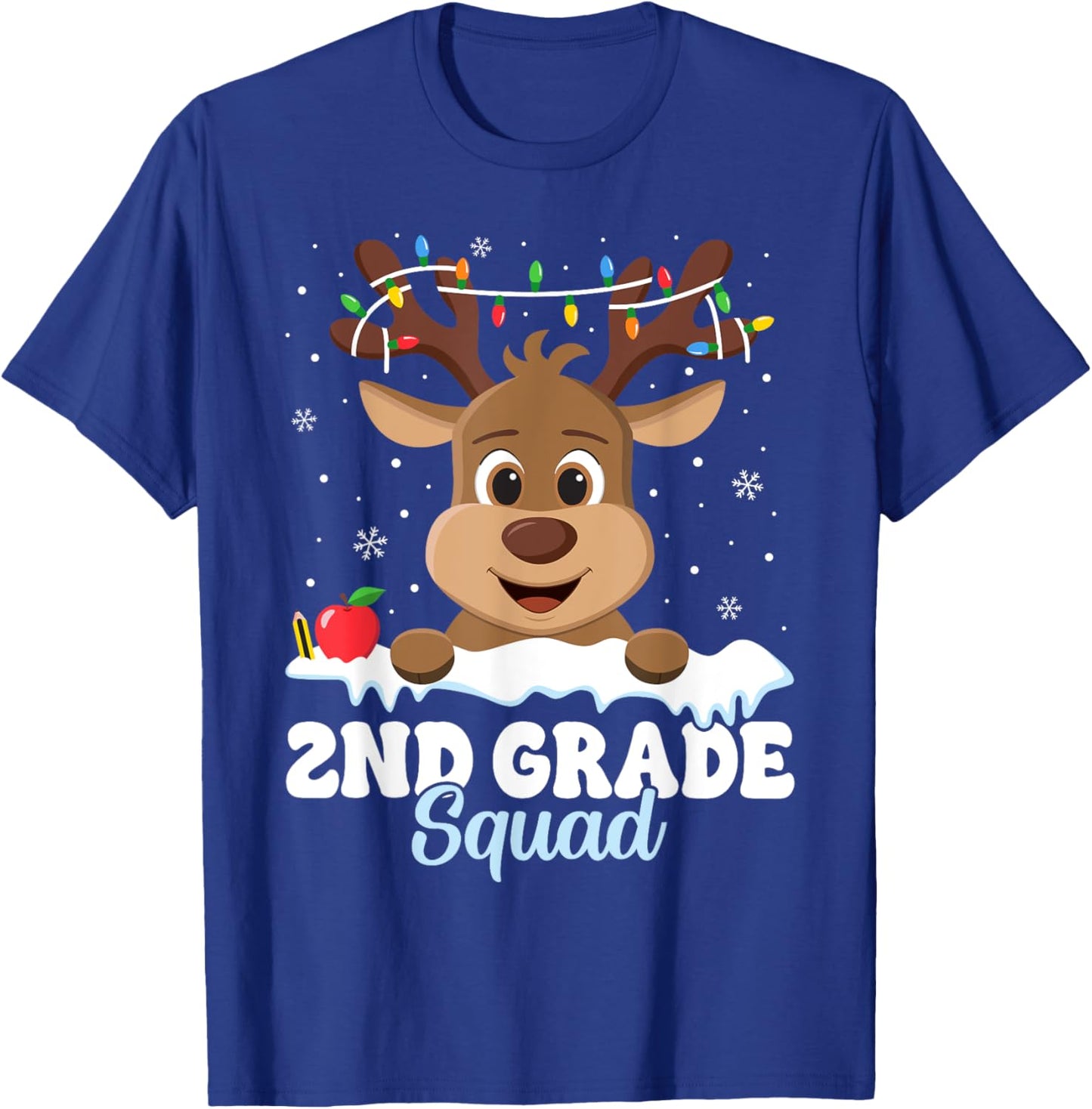 2nd Grade Teacher Christmas Second Grade Squad Reindeer Xmas Women Kids T-Shirt - T-Shirt | Royal