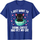 I Just Want To Drink Coffee Pet My Cat Coffee Lover Cat Mom Women T-Shirt - T-Shirt | Royal